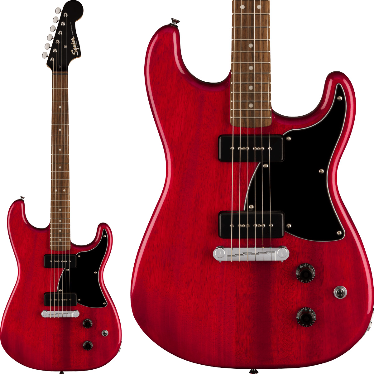 Squier by Fender Paranormal Strat-O-Sonic Crimson Red Transparent