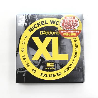 D'Addario  EXL125-3DBP Super Light Top/ Regular Bottom 09-46 特別価格3セット ボーナスパックエレキギター弦 ダダリオ 【 イオンモール成田店 】