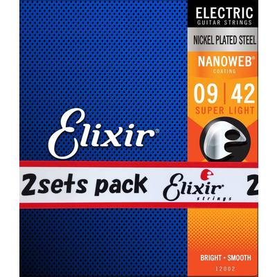 Elixir  NANOWEB 09-42 スーパーライト 2セット ＃12002エレキギター弦 お買い得な2パック エリクサー 【 イオンモール岡崎店 】