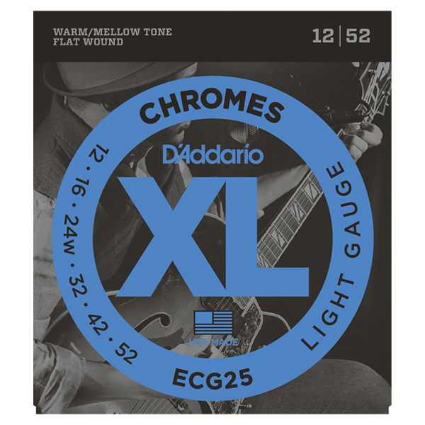 D'Addario ECG25 フラットワウンド 12-52 ライトエレキギター弦 3弦巻