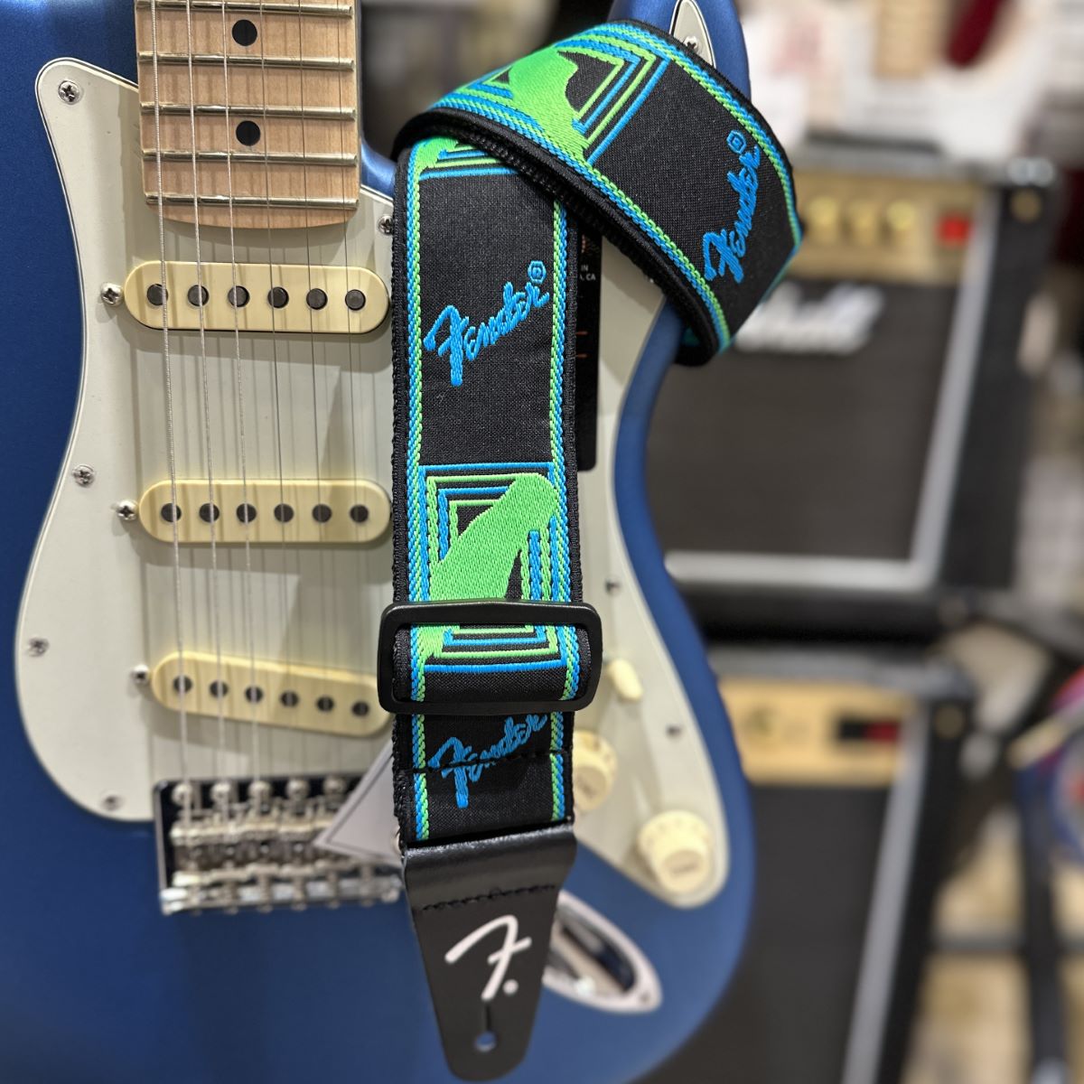 Fender Neon Monogrammed Strap Green/Blue ストラップ フェンダー 【 ららぽーと甲子園店 】