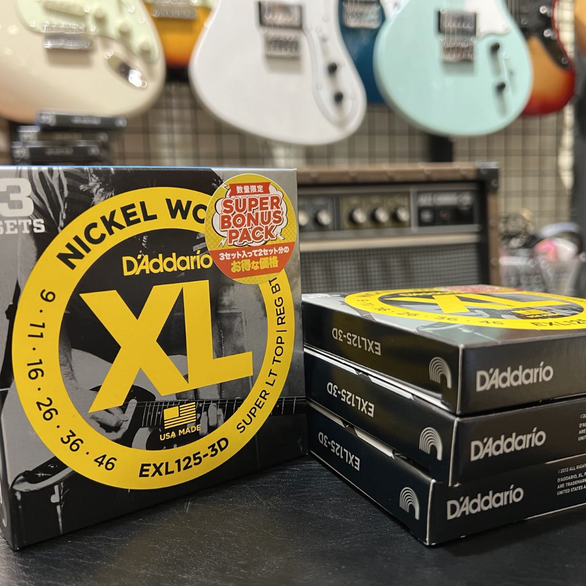 D'Addario EXL125-3DBP 9-46 スーパーライトトップレギュラーボトム 特別価格3セット ボーナスパック エレキギター弦 ダダリオ  【 イオンモール京都桂川店 】