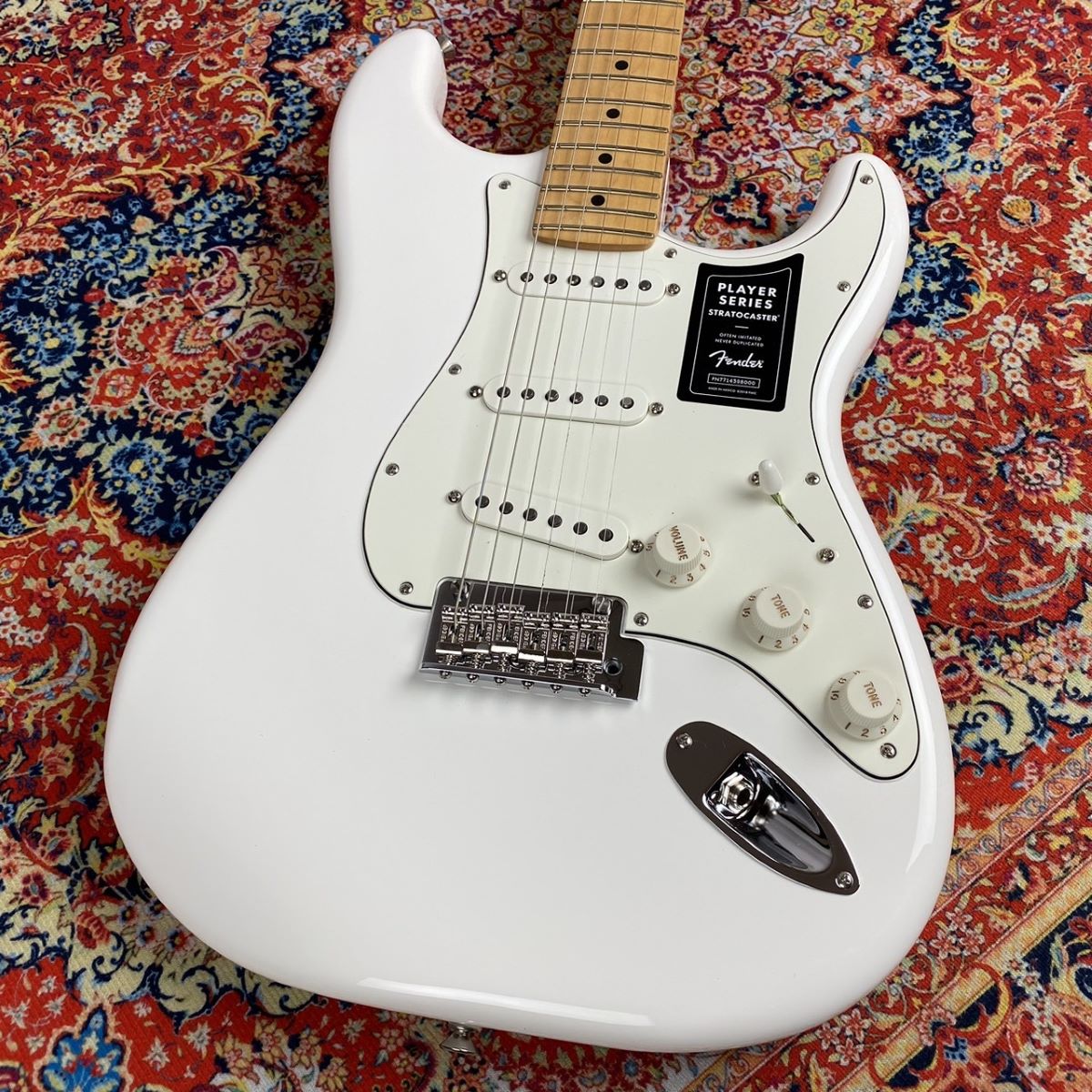 Player　Polar　Fender　White-　Maple　エレキギター　Stratocaster?，　Fingerboard，
