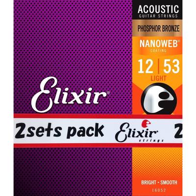 Elixir  NANOWEB フォスファーブロンズ 12-53 ライト 2セット #16052アコースティックギター弦 お買い得な2パック エリクサー 【 ＳＯＣＯＬＡ　南行徳店 】