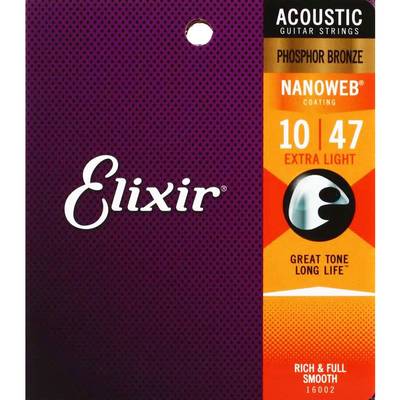 Elixir  NANOWEB フォスファーブロンズ 10-47 エクストラライト #16002アコースティックギター弦 エリクサー 【 ＳＯＣＯＬＡ　南行徳店 】