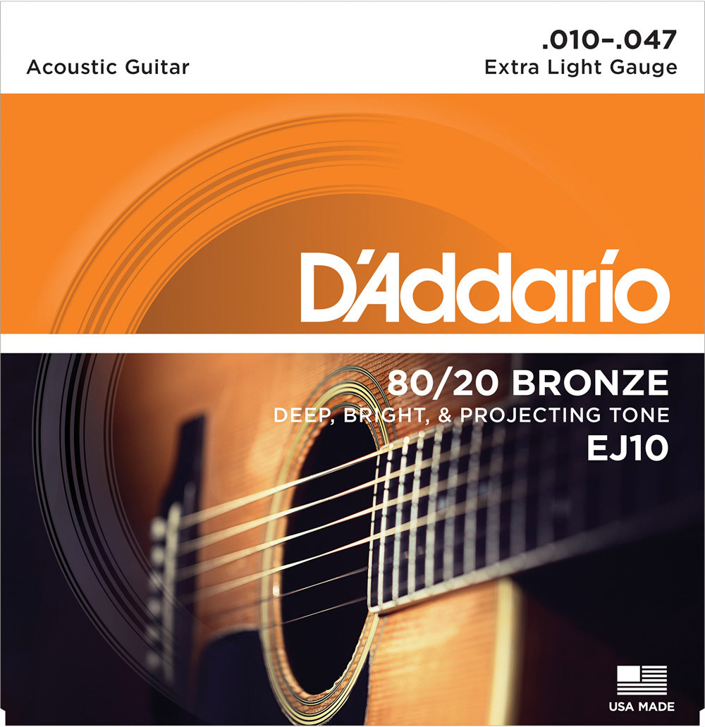 D'Addario EJ10 80/20ブロンズ 10-47 エクストラライト 【ダダリオ アコースティックギター弦】