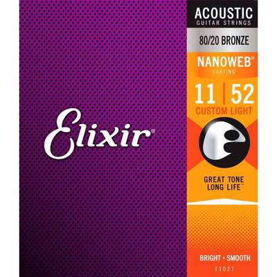 Elixir NANOWEB 80/20ブロンズ 11-52 カスタムライト #11027 エリクサー アコースティックギター弦