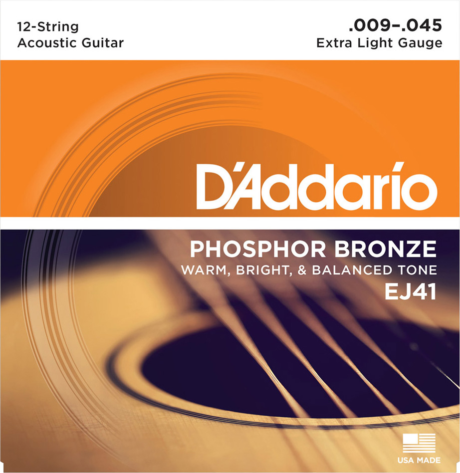 D'Addario EJ41 フォスファーブロンズ 09-45 12-String エクストラライト 【ダダリオ 12弦アコースティックギター弦】 -  島村楽器オンラインストア