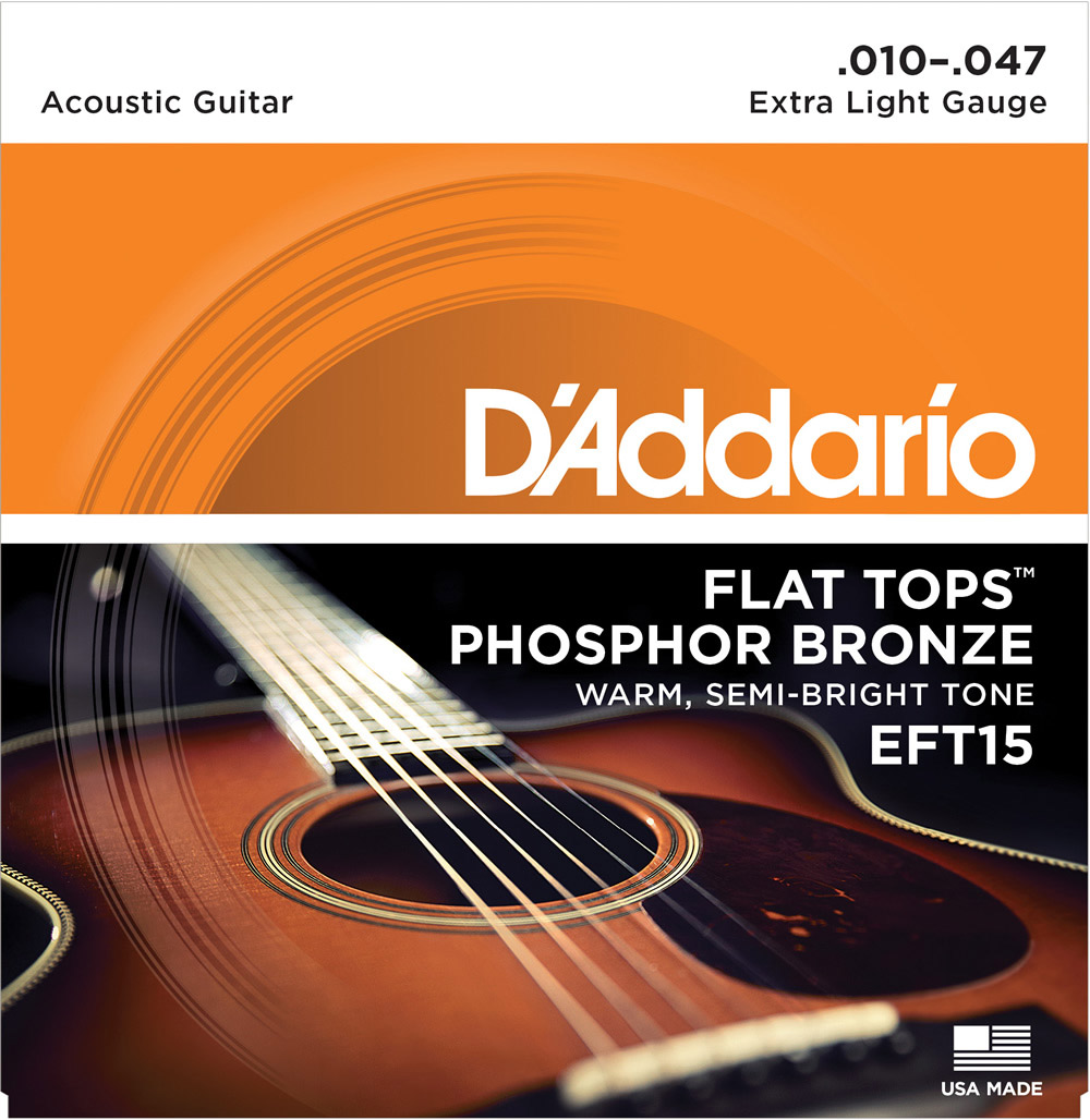D'Addario EFT15 フラットトップフォスファーブロンズ 10-47 エクストラライトゲージ 【ダダリオ アコースティックギター弦】