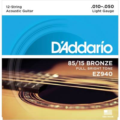 D'Addario EZ940 85/15アメリカンブロンズ 10-50 12-String ライト