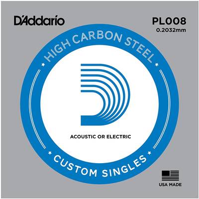 D'Addario PL008 アコギ／エレキギター兼用弦 Plain Steel 008 【バラ弦1本】 【ダダリオ】