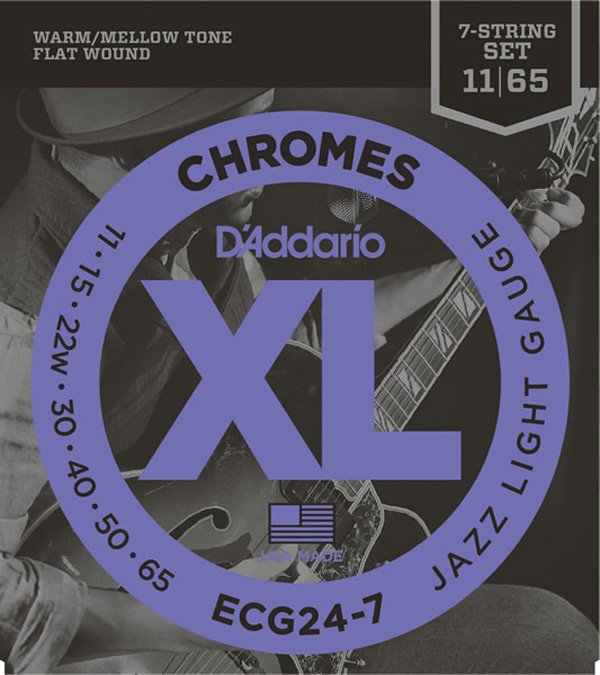 D'Addario ECG24-7 フラットワウンド 11-65 7-String ジャズライト