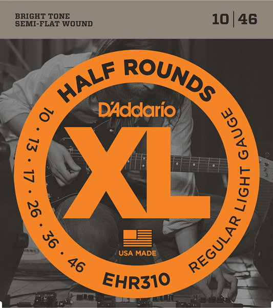 D'Addario EHR310 セミフラットワウンド 10-46 レギュラーライト 【ダダリオ ハーフラウンド エレキギター弦】
