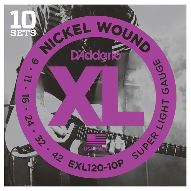 D'Addario EXL120/10P エレキギター弦 XL Nickel Multi-Packs スーパーライトゲージ 009-042  【10セットパック】 【ダダリオ】