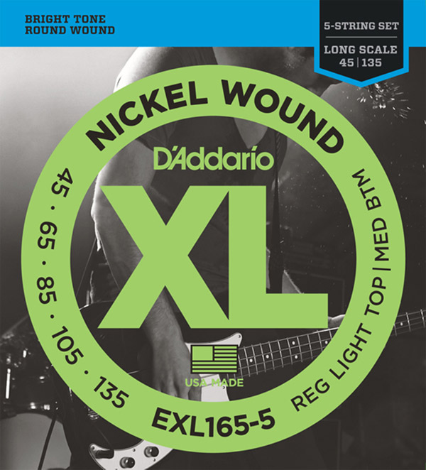 D'Addario EXL165/5 ニッケル 45-135 5-String レギュラーライトトップミディアムボトム 【ダダリオ 5弦ベース弦】