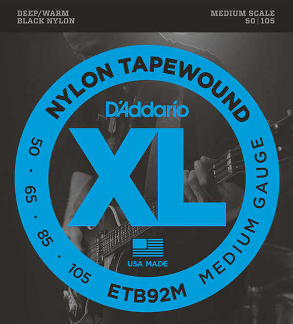 D'Addario ETB92M テーパーワウンド(ブラックナイロン) 50-105 ミディアムゲージ Medium ダダリオ ミディアムスケール  エレキベース弦