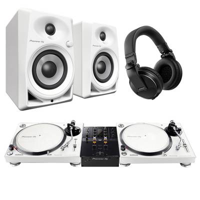Pioneer DJ PLX-500-W + DJM-250MK2(ミキサー) + DM-40D-W(スピーカー)　+ HDJ-X5-K(ヘッドホン) DJセット パイオニア 