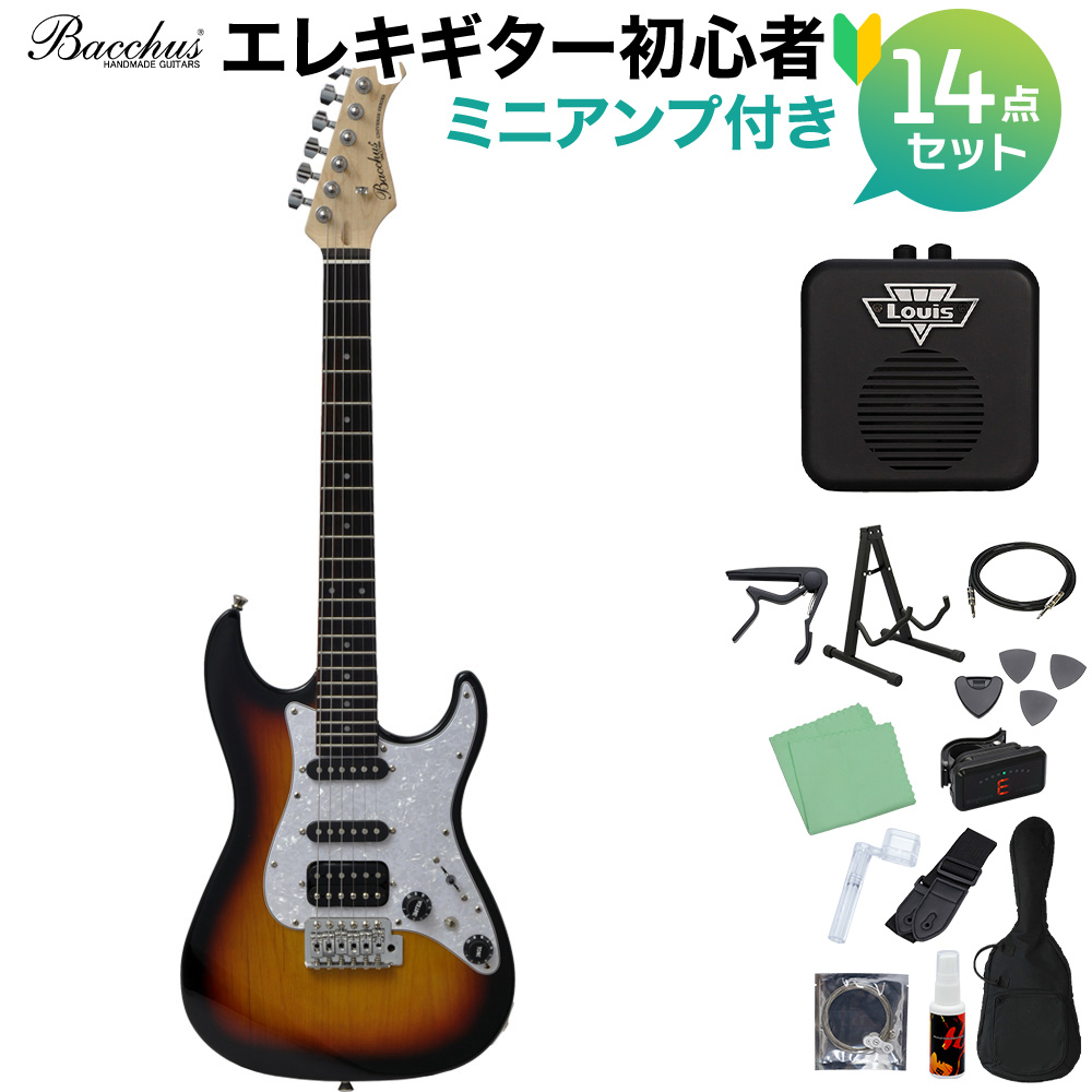 Bacchus GS-Mini 3TS エレキギター 初心者14点セット 【ミニアンプ付き