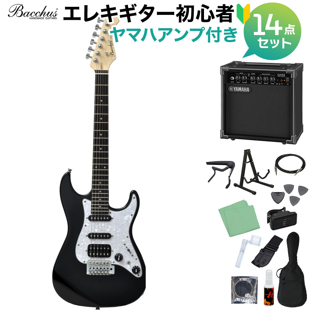 Bacchus GS-Mini BLK エレキギター 初心者14点セット 【ヤマハアンプ
