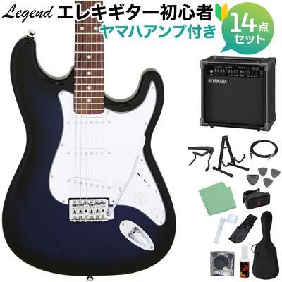 LEGEND LST-Z BK エレキギター 初心者14点セット 【ヤマハアンプ付き