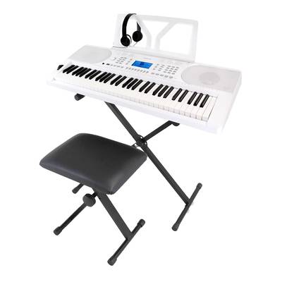 キーボード 電子ピアノ  onetone OTK-61S ホワイト 61鍵盤 スタンド いす ヘッドホン セット 【ワントーン 子供 子供用 キッズ プレゼント】