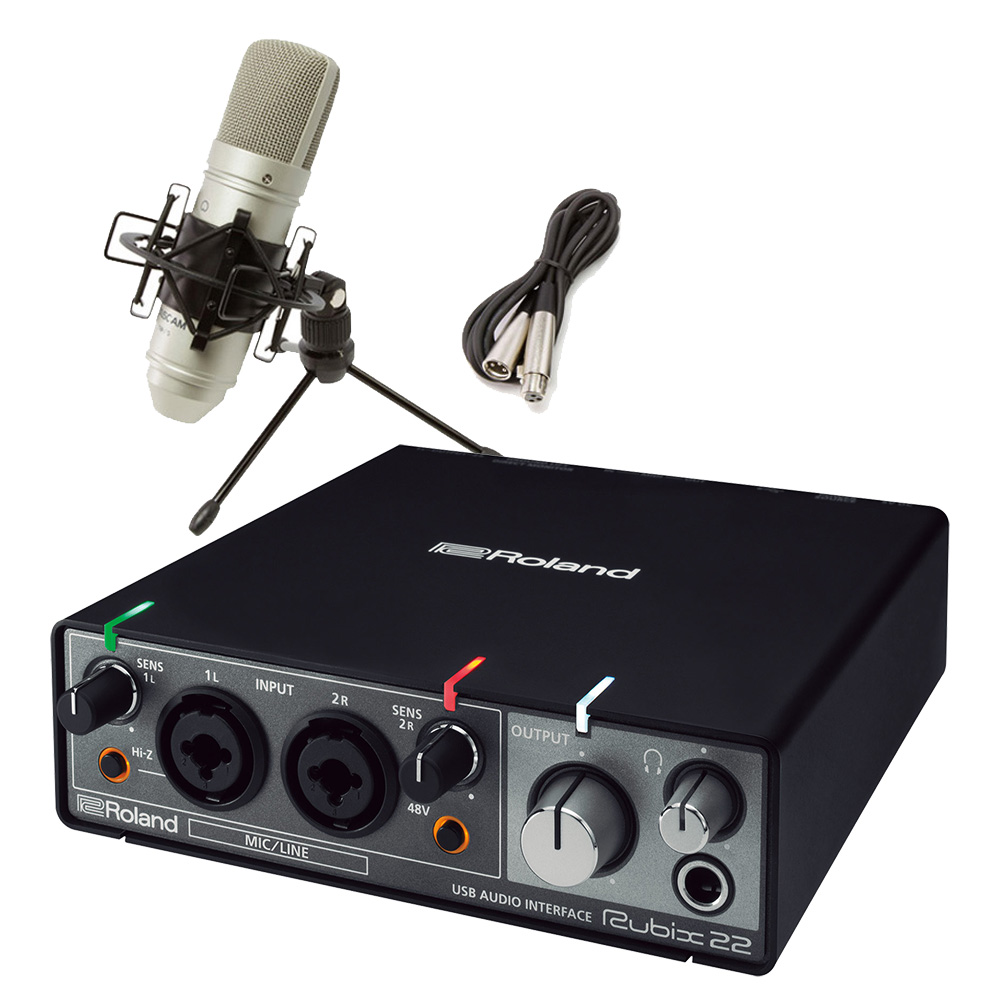 Roland rubix22 + TM-80 高音質配信・録音セット TASCAMコンデンサーマイク一式付属 動画配信 【ローランド