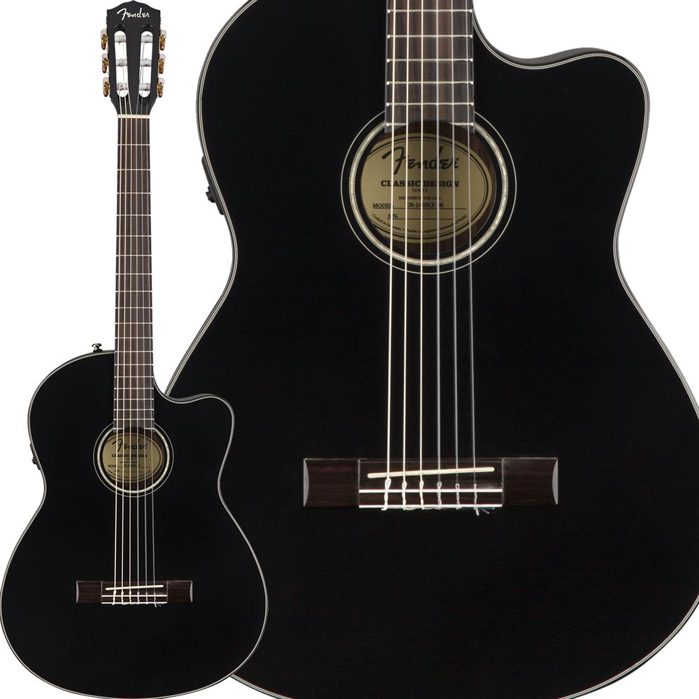 Fender CN-140SCE Nylon Thinline, Walnut Fingerboard, Black w/case エレガットギター  【フェンダー】