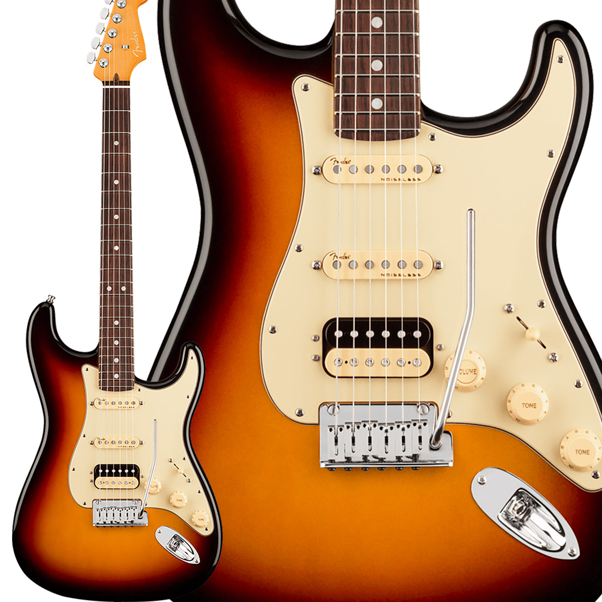新作限定品フェンダーストラトキャスター Fender American Deluxe Stratocaster USA HSS N3 S1スイッチ ローラーナット 2点ブリッジ ロックペグ フェンダー