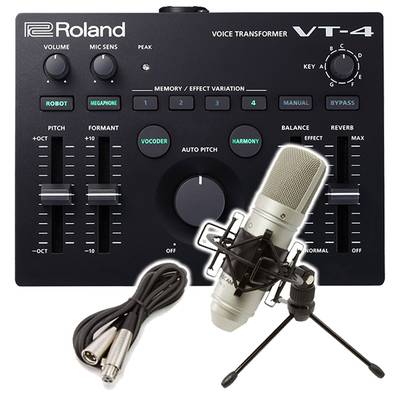 Roland AIRA VT-4 TASCAM製 高音質コンデンサーマイクセット（シルバー） 【VTuber ゲーム実況 歌ってみた 弾いてみた ボーカルエフェクター】 ローランド 
