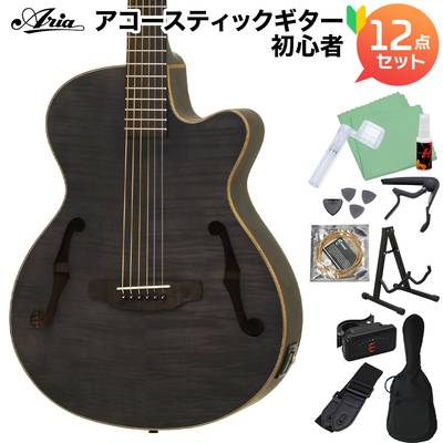 ARIA FET-F2 STBK アコースティックギターギター初心者12点セット エレアコ Fホール アリア Elecord