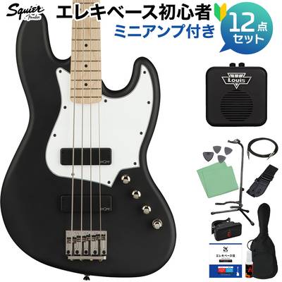 Squier by Fender Contemporary Active Jazz Bass HH Maple Fingerboard Flat Black ベース 初心者12点セット 【ミニアンプ付】 ジャズベース スクワイヤー / スクワイア 