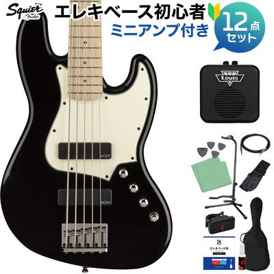Squier by Fender Contemporary Active Jazz Bass V HH Maple Fingerboard Black ベース 初心者12点セット 【ミニアンプ付】 ジャズベース スクワイヤー / スクワイア 