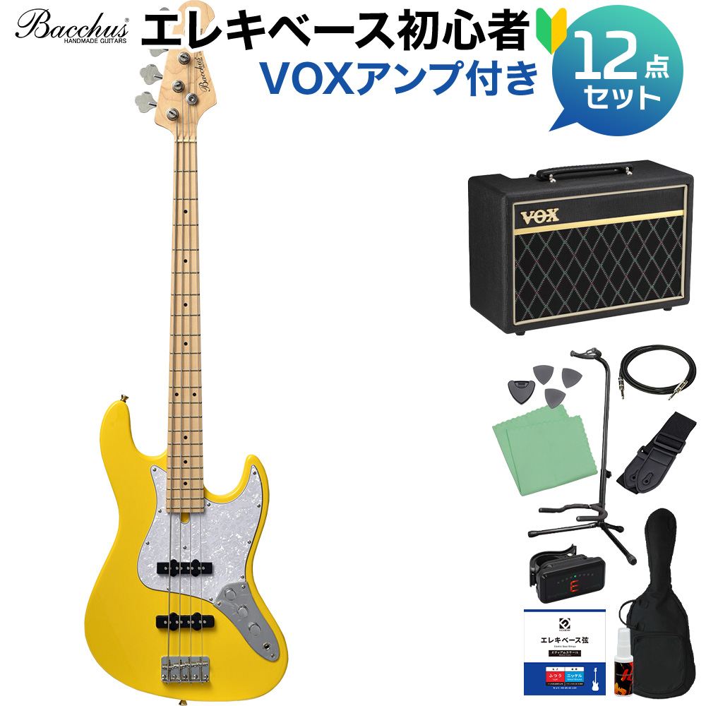 Bacchus WJB-360M YLW ベース 初心者12点セット 【VOXアンプ付