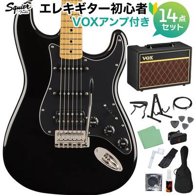 Squier by Fender Classic Vibe '70s Stratocaster HSS Maple Fingerboard Black 初心者14点セット 【VOXアンプ付き】 エレキギター ストラトキャスター スクワイヤー / スクワイア 