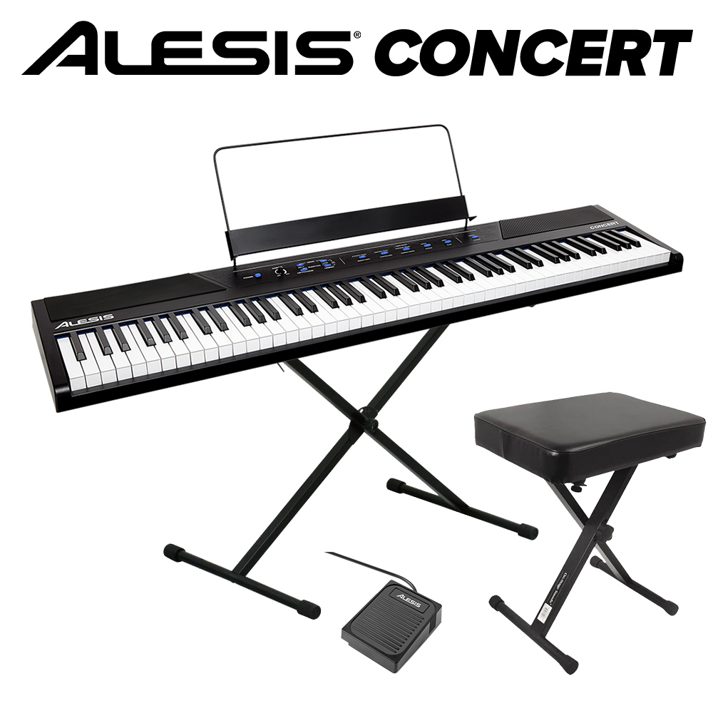 ALESIS Concert スタンド+イスセット 電子ピアノ フルサイズ・セミウェイト88鍵盤 【アレシス コンサート】【Recital上位機種】