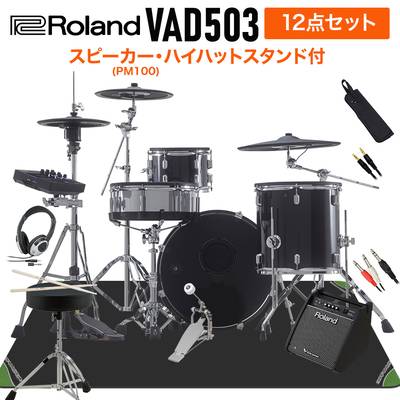 Roland VAD503 スピーカー・ハイハットスタンド付き12点セット 【PM100】 電子ドラム セット バスドラム20インチ 【ローランド VAD Vdrums Acoustic Design】