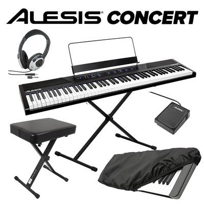 ALESIS Concert スタンド+イス+ヘッドホン＋キーカバーセット 電子ピアノ フルサイズ・セミウェイト88鍵盤 【アレシス コンサート】【Recital上位機種】