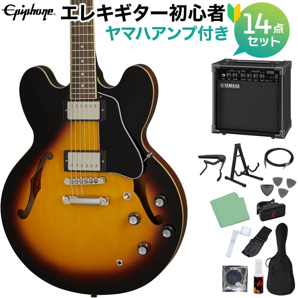 Epiphone エピフォン ES-335 Vintage Sunburst エレキギター 初心者14点セット ヤマハアンプ付き セミアコギター ES ES335