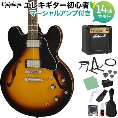 Epiphone ES-335 Vintage Sunburst エレキギター 初心者14点セット マーシャルアンプ付き セミアコギター ES エピフォン ES335