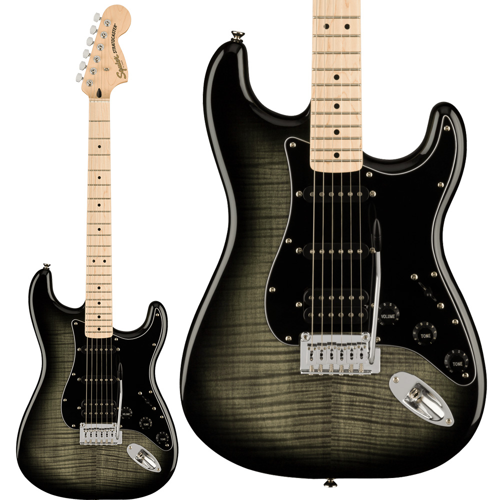 Squier by Fender Affinity Series Stratocaster FMT HSS Maple Fingerboard Black Pickguard Black Burst エレキギター ストラトキャスター 【スクワイヤー / スクワイア】