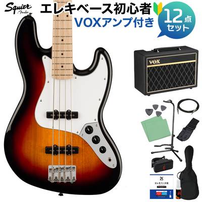 Squier by Fender Affinity Series Jazz Bass Maple Fingerboard White Pickguard 3-Color Sunburst ベース 初心者12点セット 【VOXアンプ付】 ジャズベース スクワイヤー / スクワイア 