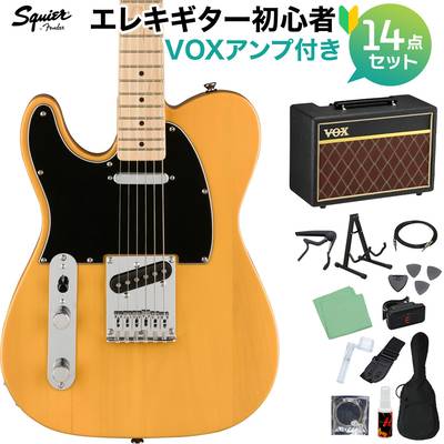 Squier by Fender Affinity Series Telecaster Left-Handed Maple Fingerboard Black Pickguard Butterscotch Blond エレキギター初心者14点セット【VOXアンプ付き】 テレキャスター 左利き レフティ 【スクワイヤー / スクワイア】
