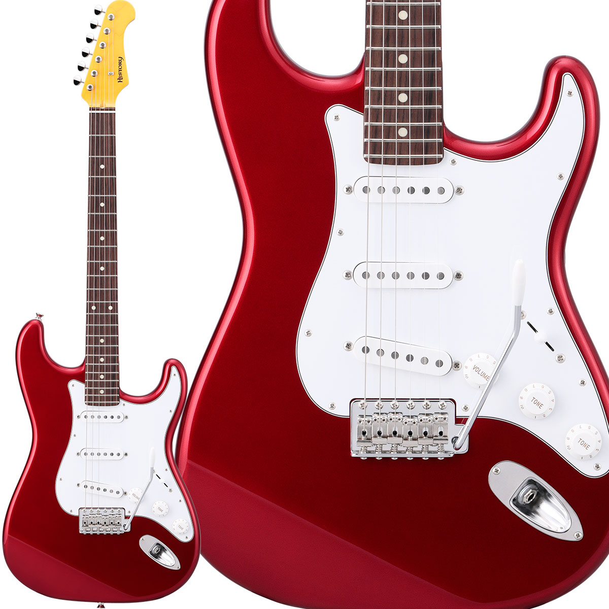 【純国産ギター】 HISTORY HST-Standard CAR Candy Apple Red ハムバッカー切替可能 アルダーボディ エレキギター ストラトキャスター 【ヒストリー 3年保証 日本製 Standard series】