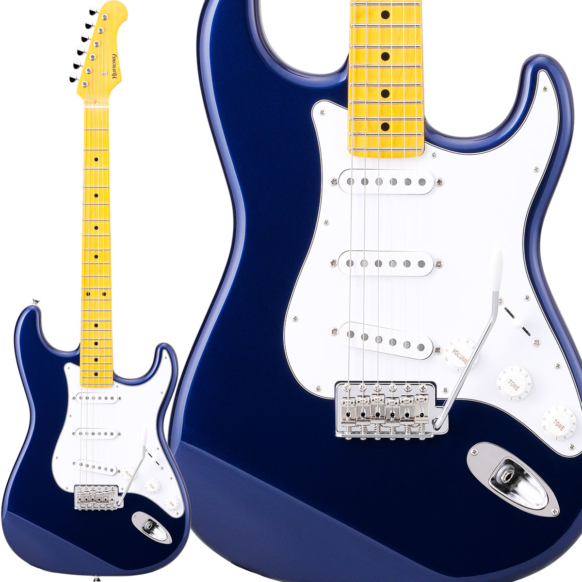 【純国産ギター】 HISTORY HST/m-Standard MBL Metallic Blue ハムバッカー切替可能 アルダーボディ エレキギター ストラトキャスター 【ヒストリー 3年保証 日本製 Standard series】
