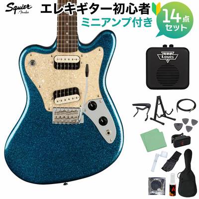Squier by Fender Paranormal Super-Sonic Laurel Fingerboard Pearloid Pickguard Blue Sparkle エレキギター初心者14点セット 【ミニアンプ付き】 スーパーソニック スクワイヤー / スクワイア 