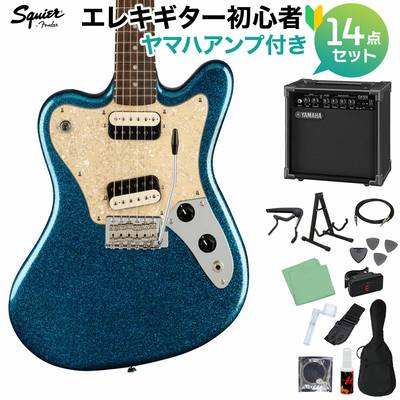 Squier by Fender Paranormal Super-Sonic Laurel Fingerboard Pearloid Pickguard Blue Sparkle エレキギター初心者14点セット 【ヤマハアンプ付き】 スーパーソニック スクワイヤー / スクワイア 