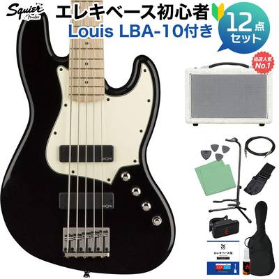 Squier by Fender Contemporary Active Jazz Bass V HH Maple Fingerboard Black ベース 初心者12点セット 【島村楽器で一番売れてるベースアンプ付】 ジャズベース スクワイヤー / スクワイア 