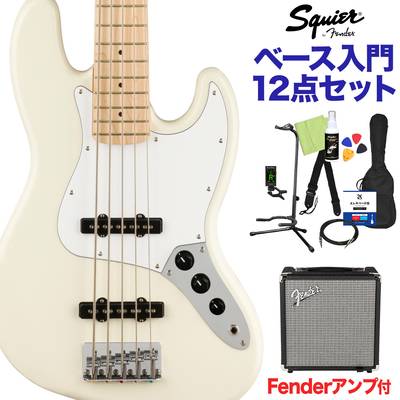 Squier by Fender Affinity Series Jazz Bass V Maple Fingerboard White Pickguard Olympic White ベース 初心者12点セット 【Fenderアンプ付】 ジャズベース 【スクワイヤー / スクワイア】