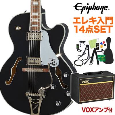 Epiphone Emperor Swingster Black Aged Gloss エレキギター 初心者14点セットVOXアンプ付き フルアコギター エピフォン 