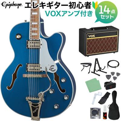 Epiphone Emperor Swingster Delta Blue Metallic エレキギター 初心者14点セットVOXアンプ付き フルアコギター エピフォン 